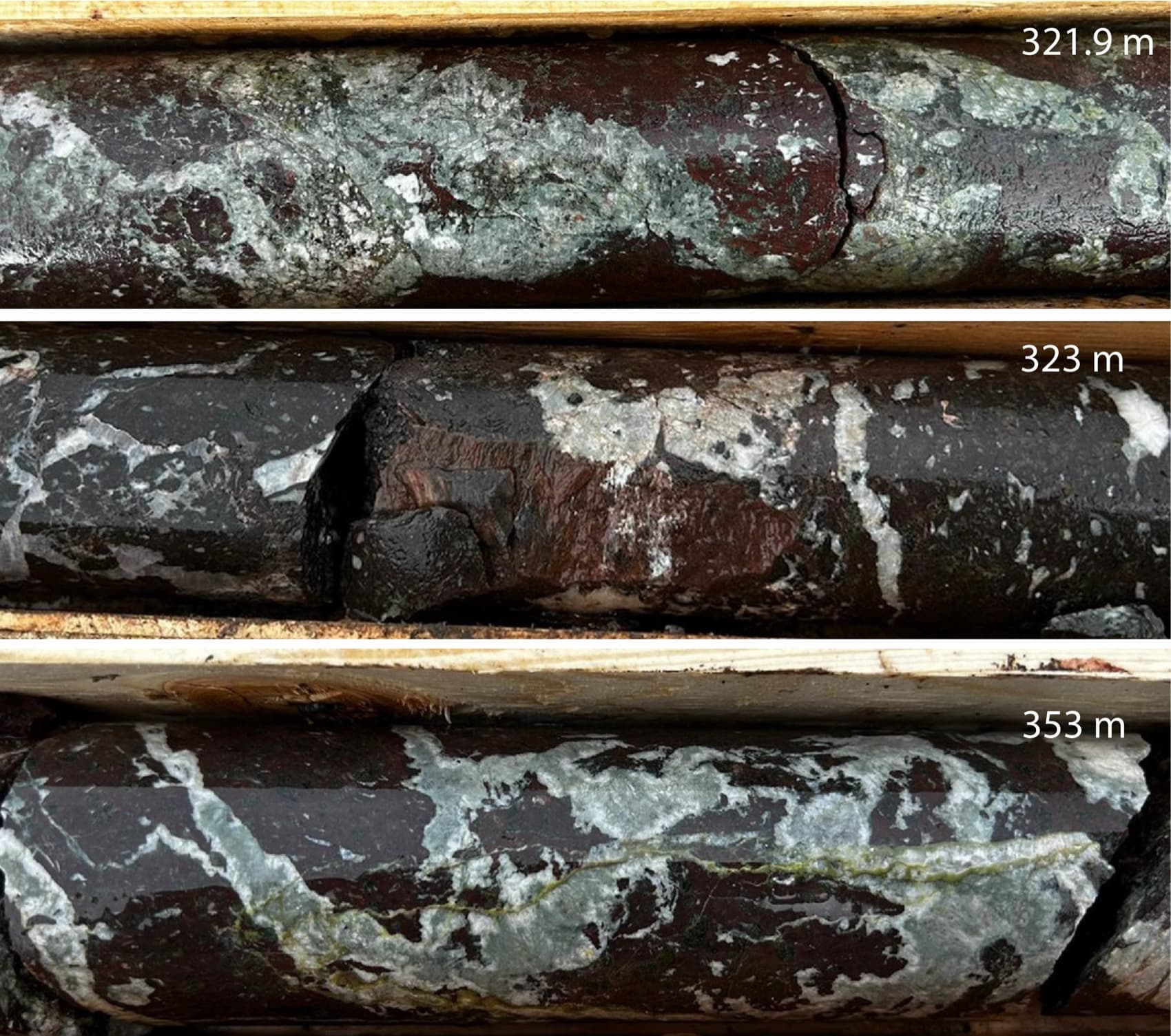 Native copper mineralization in drill core from the Bertha discovery, Kolos Project